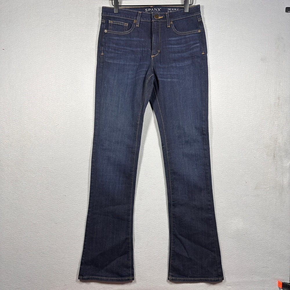 Spanx Slim-X Boot Jeans Dark Indigo Denim Womens Size 28 / 6 Bootcut Pant